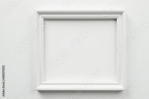 Crisp white painted wooden picture frame, bright white background , frame, asset