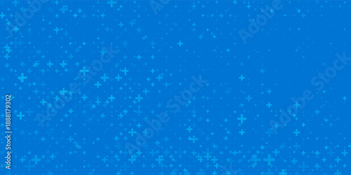 Blue Mathematical Plus Symbols Pattern. Math Design Elements Background. Medical Tech Background. Vector Illustration.