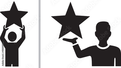 Classic black vector icons of a thumbs up and a thumbs down. These minimalist hand gestures represent approval, rejection, and user feedback for social media or voting interfaces.