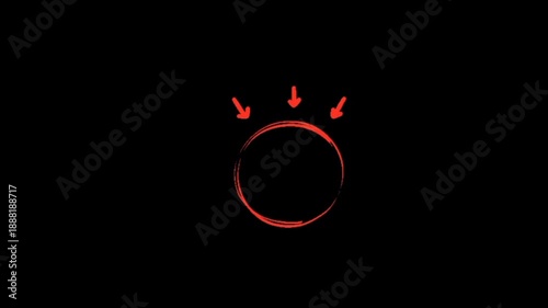 Focus on the target with this dynamic red hand-drawn circle and arrow animation, perfect for highlighting key details in your edits.
