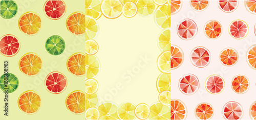 Citrus background set, citrus template, grapefruit background, lemon background, oranges background