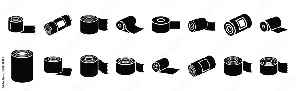 Foto bandage roll vector icon set multiple style collection