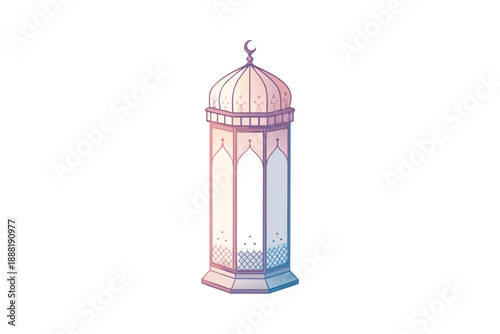 Vibrant lantern with crescent moon on top for festive ambiance