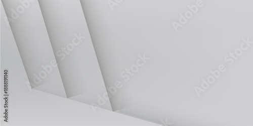 Panoramic geometric shapes on abstract white background