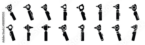 otoscope vector icon set multiple style collection. doctor day silhouette medical symbols for healthcare