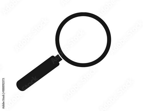 Black magnifying glass icon isolated