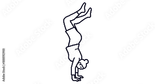 handstand exercise illustration of a person balancing on hands depicting strength and an active lifestyle ideal for health apps and wellness content.