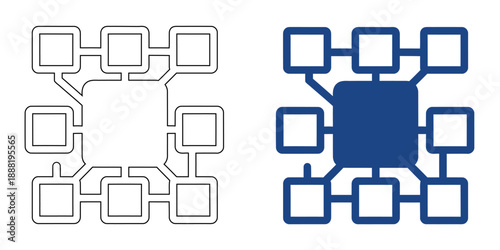 AI Neural Brain with Frequency Signal and Pulse Icon , Digital Mental Health Monitoring and Neuro-technology Concept, Blue Outline and Bold Line Art Vector