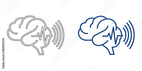 Cybernetic Eye and Machine Vision Icon , Biometric Security and Artificial Intelligence Iris Concept, Blue Outline and Bold Line Art Vector