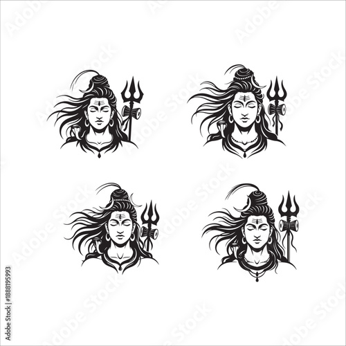 Hindu God Shiva Minimalist Line Art Spiritual Design