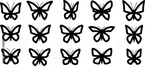 Minimal Butterfly Line Icon Set – Elegant Outline Collection 