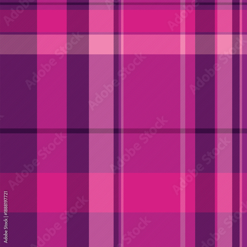 Teenager textile vector seamless, outline fabric pattern texture. 1940s plaid tartan background check in pink and magenta colors.