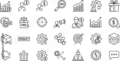 business icons, technology, communication, cloud, computing, data, storage, cybersecurity, server, firewall, secure, transfer, global, network, analysis, chart, gear, document, people, management