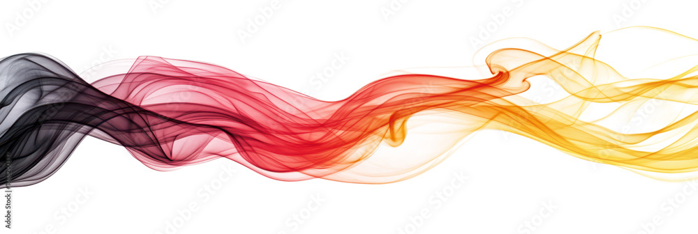 Fototapeta premium black red yellow german flag colored smooth smoke isolated on white or transparent png