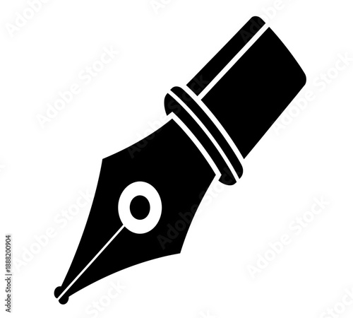 Simple black and white illustration of a classic fountain pen nib design