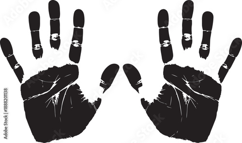 Black Handprints with Whisker Patterns on White Background also transparent background whiskers fingers