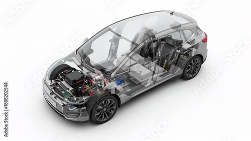 Exploded View of Electric Vehicle Power Electronics and Energy System