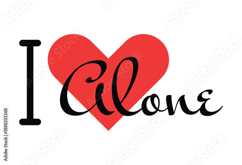 I love Alone creative slogan. Hand drawn letters with red heart. Vector illustration, lettering in modern design