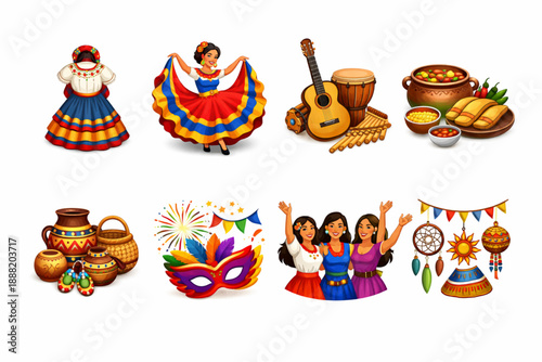 Female culture and traditions elements in modern style