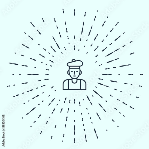 Black line French man icon isolated on grey background. Abstract circle random dots. Vector