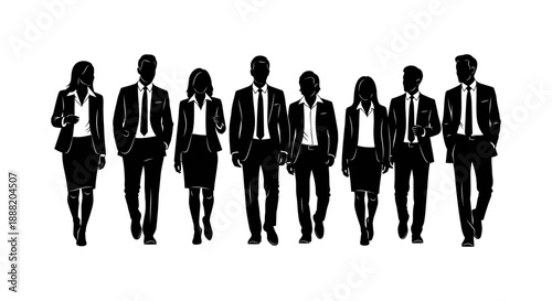 business people walking in silhouette a confident and diverse corporate team representing professional leadership and collaborative success