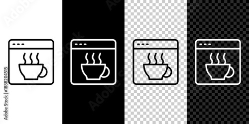 Set line Software, web developer programming code icon isolated on black and white, transparent background. Javascript computer script random parts of program code. Vector