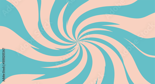 Hypnotic spiral with abstract turquoise and beige swirling pattern
