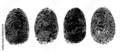 Abstract fingerprint brush ink pattern set isolated background. grunge hand fingerprint mark illustration overlay texture and creative art print.