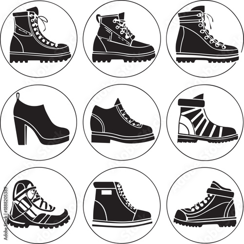 sneakers, shoes, and fashion elements icon and vector
