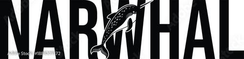 Narwhal Illustration Design Featuring Whale Marine Mammal Wildlife Artwork