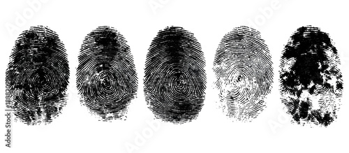 Abstract fingerprint brush ink pattern set isolated background. grunge hand fingerprint mark illustration overlay texture and creative art print.