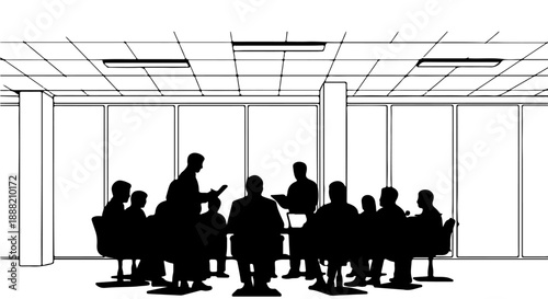 business meeting of diverse professionals collaborating on corporate strategy in a modern office environment conveying teamwork and strategic planning concepts