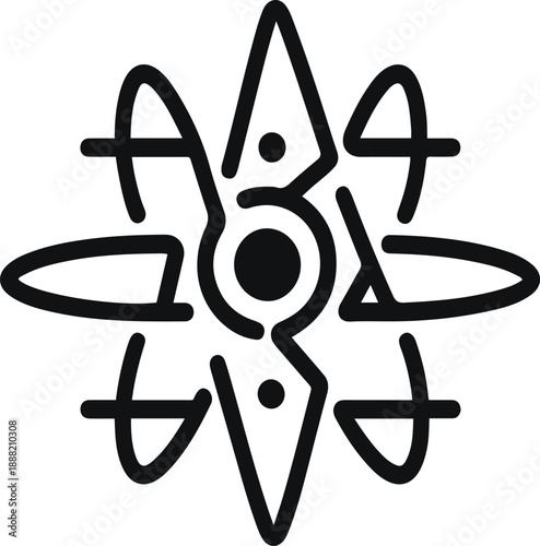  Quantum computer chip icon with bold black thick outline, futuristic technology concept, minimal NFT inspired flat design 1