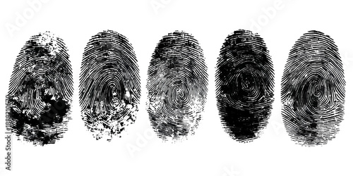 Abstract fingerprint brush ink pattern set isolated background. grunge hand fingerprint mark illustration overlay texture and creative art print.