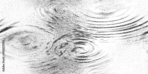 Halftone dot texture background, concentric ripple distortion, grainy noise. Monochrome abstract surface, dot pattern, optical interference, vector format, print layout usage.