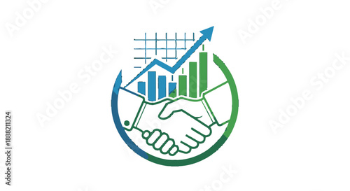Business partnership and growth graph icon.