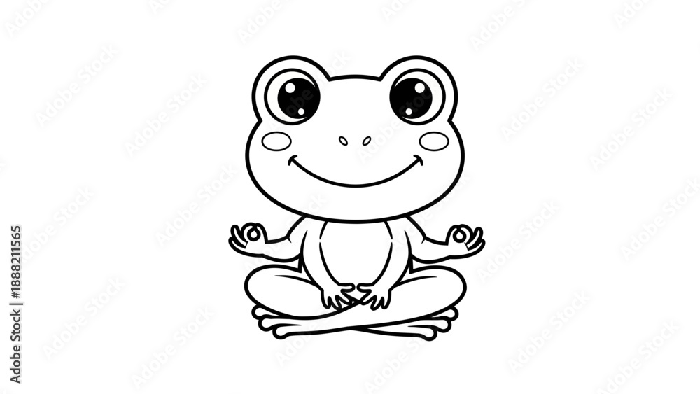 Obraz premium Happy Frog in Lotus Pose, Adorable Yoga for Toddlers and Young Children. transparent.