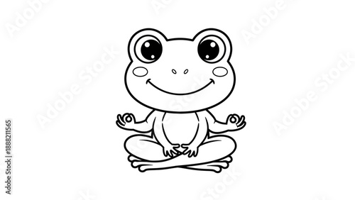 Happy Frog in Lotus Pose, Adorable Yoga for Toddlers and Young Children. transparent.