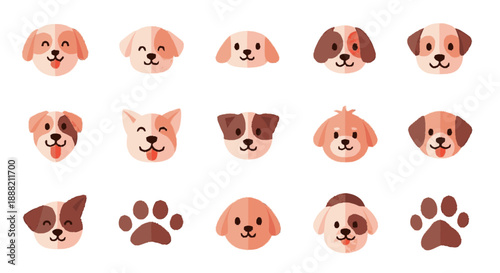 Collection of Dog Faces and Paws.