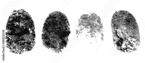 Abstract grunge fingerprint set texture background design. grungy ink fingerprint rough dirty and identity pattern vector illustration bundle.