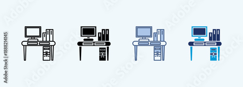 desk work multiple style icon collection