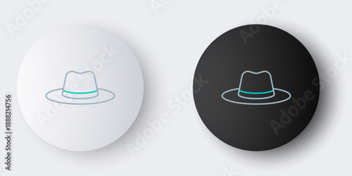 Line Man hat with ribbon icon isolated on grey background. Colorful outline concept. Vector