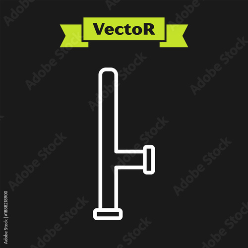 White line Police rubber baton icon isolated on black background. Rubber truncheon. Police Bat. Police equipment. Vector