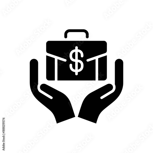 Business hands holding briefcase with dollar sign