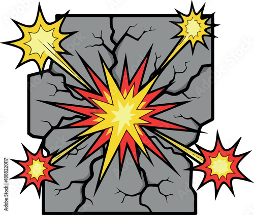 Explosive Impact A Cartoon Depiction of a Forceful Shatter Against a Concrete Surface