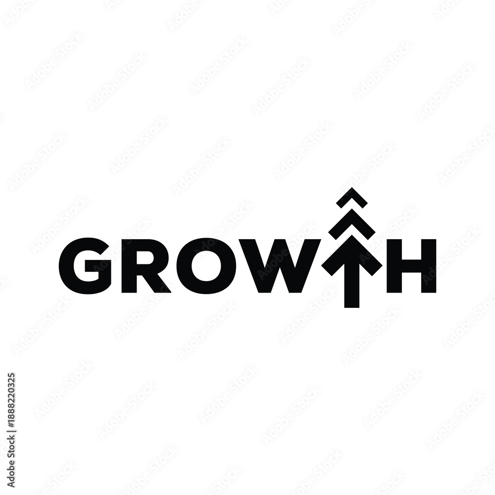 Fototapeta premium growth logo design, creative text growth graphic symbol icon