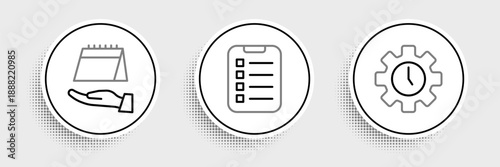 Set line Time Management, Calendar and To do list or planning icon. Vector