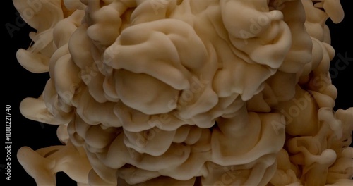 Photos Suspended Beige Ink Creates Flowing Sculptures, Dark Contrasting Background High