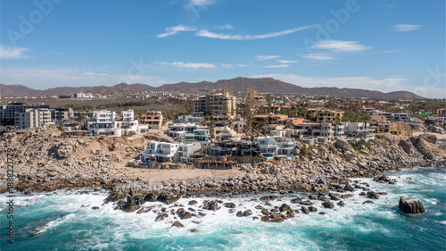 Bild auf Leinwand Vista aérea panorámica frente a Cabo Bello en los Cabos, Baja California Sur