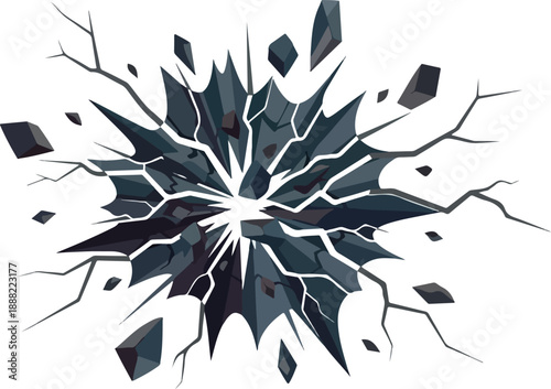 Cracked Surface Illustration Exploding Effect with Debris and Shattered Texture
